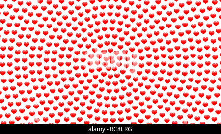 Simple 3d small hearts spiral pattern on white background, large size texture Stock Photo