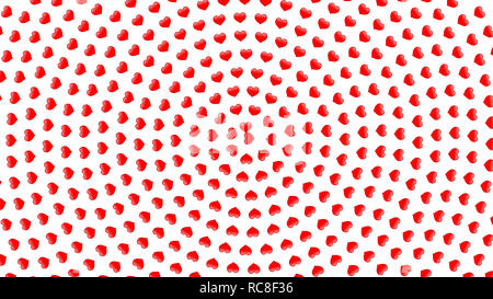 Simple 3d small hearts spiral pattern on white background, large size texture Stock Photo