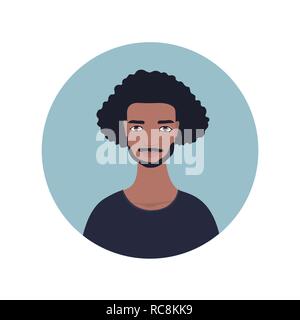 Young exotic looking man icon Perfect front face view Mixed race South East Asian Islander African Arabic Stock Vector