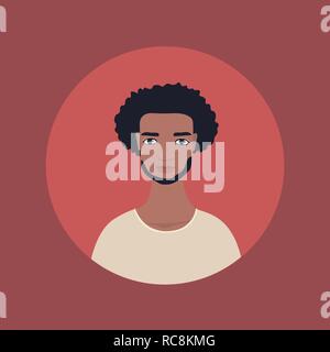 Young handsome exotic looking man icon Perfect front face view Mixed race Stock Vector