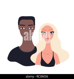 Couple Portrait Happy young Multi racial family Stock Vector