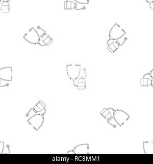 Stethoscope, medical bottle icon. Outline illustration of stethoscope, medical bottle vector icon for web design isolated on white background Stock Vector