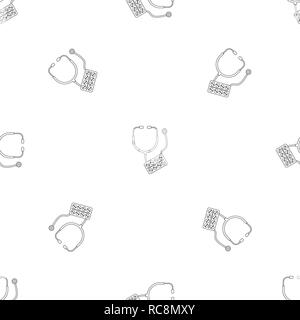 Stethoscope pills icon. Outline illustration of stethoscope pills vector icon for web design isolated on white background Stock Vector