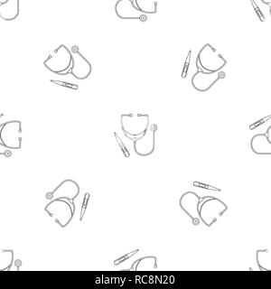 Stethoscope, thermometer icon. Outline illustration of stethoscope, thermometer vector icon for web design isolated on white background Stock Vector