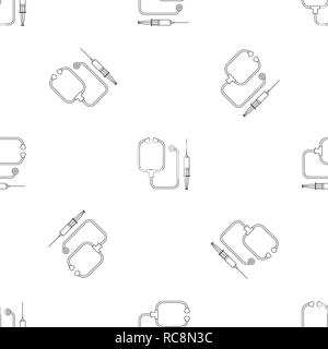 Stethoscope, syringe icon. Outline illustration of stethoscope, syringe vector icon for web design isolated on white background Stock Vector