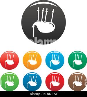 Bagpipes icons set 9 color vector isolated on white for any design Stock Vector