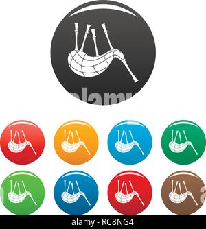 Musical bagpipes icons set 9 color vector isolated on white for any design Stock Vector