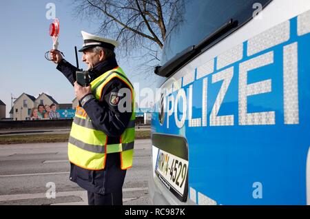 Speed check marathon of the police in North Rhine-Westphalia on 10 February 2012, photocall, start of a long-term campaign Stock Photo