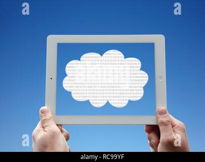 IPad, clouds, sky, symbolic image for cloud computing, cloud Stock Photo