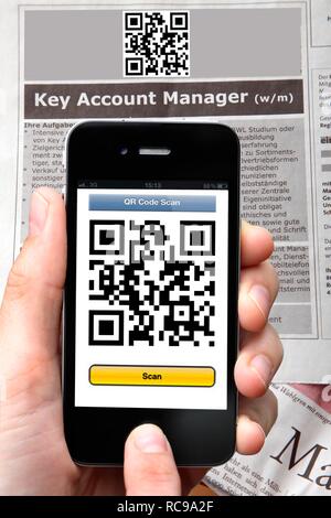 QR-code reader, Quick Response Code, reading a QR code with a ...