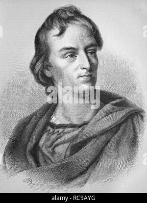 Johann Christoph Friedrich von Schiller, 1759-1805, German poet, philosopher and historian, historic wood engraving, ca. 1880 Stock Photo