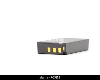 Grey lithium ion battery pack for the camera Isolated on white background. Stock Photo