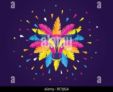 Carnaval de Barranquilla, Colombian carnival party. Vector illustration, poster and flyer Stock Vector