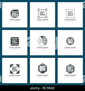 Set of letter logo. Initial BG Logo Template Vector Design Stock Vector