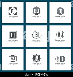 Set of letter logo. Initial BJ Logo Template Vector Design Stock Vector