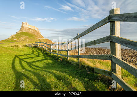 Lindisfarne Castle is a 16th-century castle located on Holy Island, near Berwick-upon-Tweed, Northumberland, England, much altered by Sir Edwin Lutyen Stock Photo