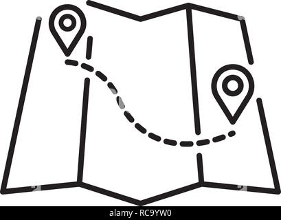 Rafting map route icon, outline style Stock Vector