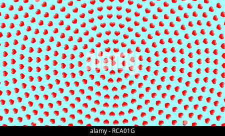 Simple 3d small hearts spiral pattern on light blue background, large size texture Stock Photo