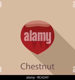Chestnut icon, flat style Stock Vector