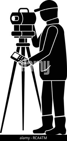 Man surveyor icon, simple style Stock Vector