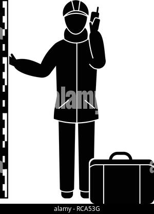 Topographer man icon, simple style Stock Vector