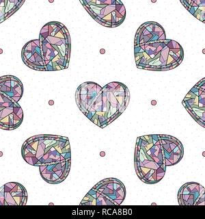 Hearts hand drawn vector seamless pattern. Valentines day background. Love texture for surface design, textile, wrapping paper, wallpaper, phone case  Stock Vector