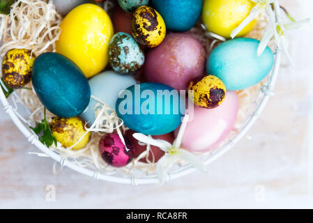 Different Easter Eggs dyed in Natural ingredients Stock Photo