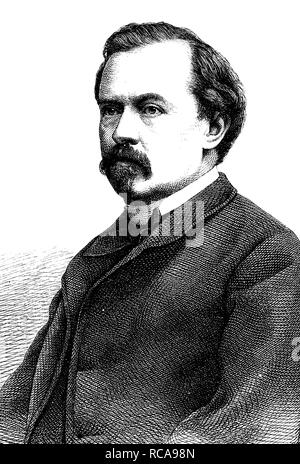 Alfred Meissner, 1822-1885, an Austrian writer, historical engraving, circa 1869 Stock Photo