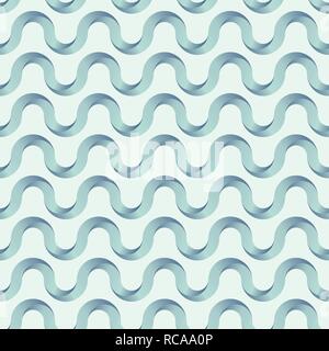 Abstract seamless pattern of wavy lines. Regularly repeating volumetric lines. Smooth stripes. Modern stylish texture. Geometric grid. Color gradient. Stock Vector