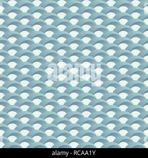 Japanese wave seamless pattern. Modern stylish texture. Repeating geometric tiles from volumetric semicircular shapes. Color gradient. Vector . Stock Vector