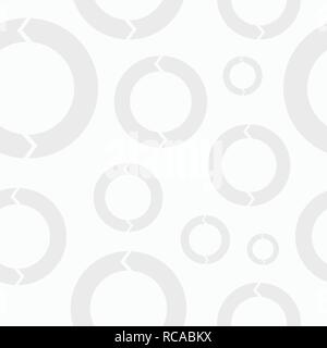 Vector background seamless pattern with circular arrows. Flat design. White and gray geometric texture. Stock Vector