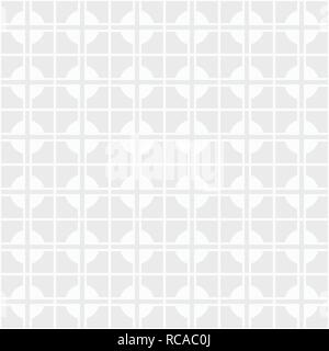 Seamless abstract modern cross pattern created from line intersections and circles. Geometric tiles. White and grey geometric texture. Vector backgrou Stock Vector
