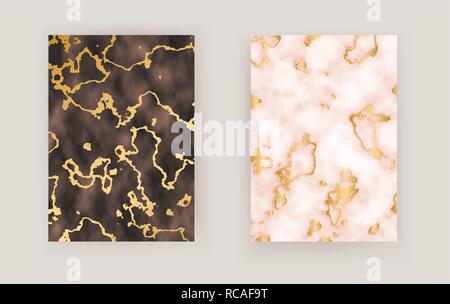 Pink gold vector marble background. Brown gold marble for wedding, cosmetic, parfume shops Stock Vector
