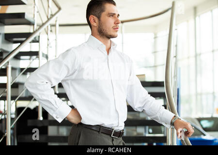 Portrait of serious businessman, headshot of concentrated confident male worker or director posing in modern office. Stock Photo
