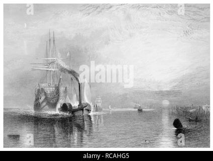 J.M.W Turner The fighting Temeraire engraved by J.T Willmore Stock Photo