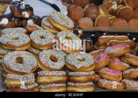 freshly baked goods on a market stall Stock Photo