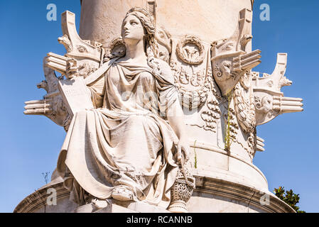 Christopher Columbus Monument on Piazza Acquaverde - details.  Genoa, Genova, Italy, Europe Stock Photo