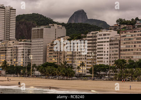 2019, january. Rio de Janeiro, Brazil. Panoramic view of the Copacabana Beach and its buildings. Stock Photo