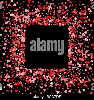 Frame or border of random scatter hearts Stock Vector