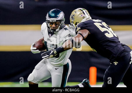 New Orleans, USA. 08th Jan, 2023. New Orleans Saints linebacker Demario  Davis (56) celebrates after making a huge play during a National Football  League contest at Caesars Superdome in New Orleans, Louisiana