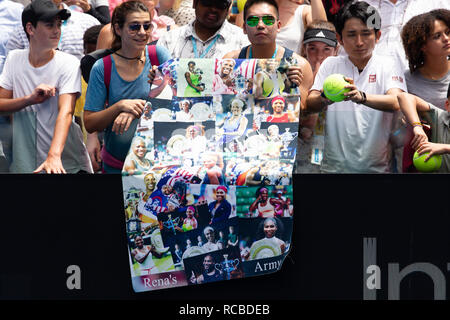 Melbourne, Australia. 15th Jan, 2019. Fans of Serena Williams during her 1st round match at the 2019 Australian Open Grand Slam tennis tournament in Melbourne, Australia. Frank Molter/Alamy Live news Stock Photo