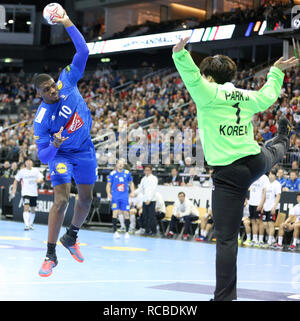 Luka Karabatic and Dika Mem of France celebrate after the 2025 IHF Men