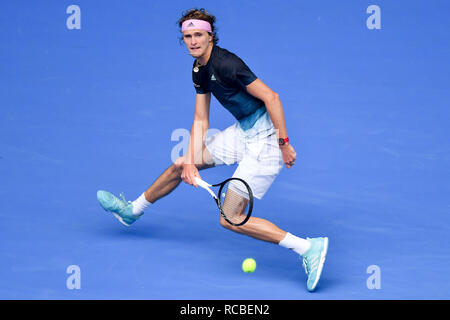 Melbourne, Australia. 15th Jan 2019. The Fifth Set. 15th Jan, 2019. Australia. Majchrzak retired in the fifth set. Zverev won 64 61 64. Sydney Low/Cal Sport Media/Alamy Live News Stock Photo