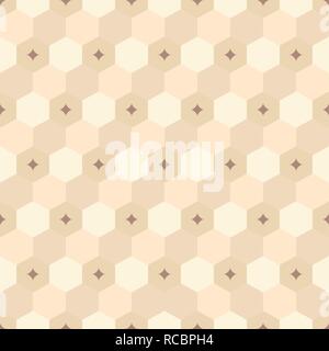 Seamless geometric abstract pattern of color hexagons and curved stars. Pastel colors. Vector background. Stock Vector