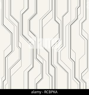 Abstract vector seamless pattern with lines. Background in high tech style. Monochrome colors. Stock Vector
