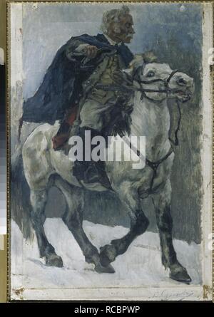 Alexander Suvorov on horseback. Museum: State Tretyakov Gallery, Moscow. Author: Surikov, Vasili Ivanovich. Stock Photo