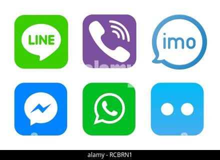 Like and Chat speech bubble sign. Line logo, Viber logo, imo logo vector, messenger logo, botim logo, WhatsApp logo vector. Stock Vector