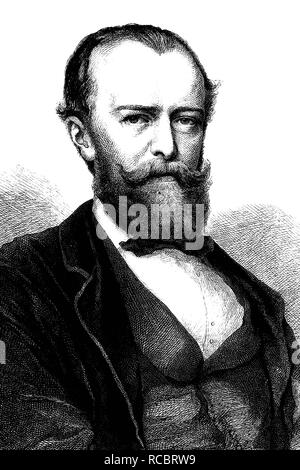 Julius Wolff, 1834 - 1910, a German poet and writer, historical engraving, 1883 Stock Photo