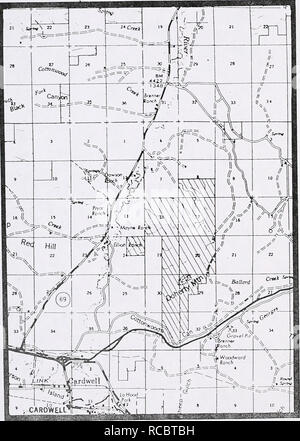. Survey for sensitive plant species on Doherty Mountain, Jefferson County . Botany; Rare plants; Botany. Appendix 1. Map of the study area, showing BLM lands (diagonally hatched) and access routes.. Please note that these images are extracted from scanned page images that may have been digitally enhanced for readability - coloration and appearance of these illustrations may not perfectly resemble the original work.. Vanderhorst, James P; Montana Natural Heritage Program; United States. Bureau of Land Management. Butte District. Helena, MT : Montana Natural Heritage Program Stock Photo