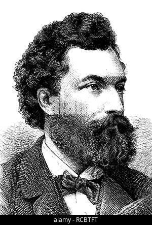Karl Wolff, born in 1850, journalist and newspaper publisher in Transylvania, historical engraving, 1883 Stock Photo